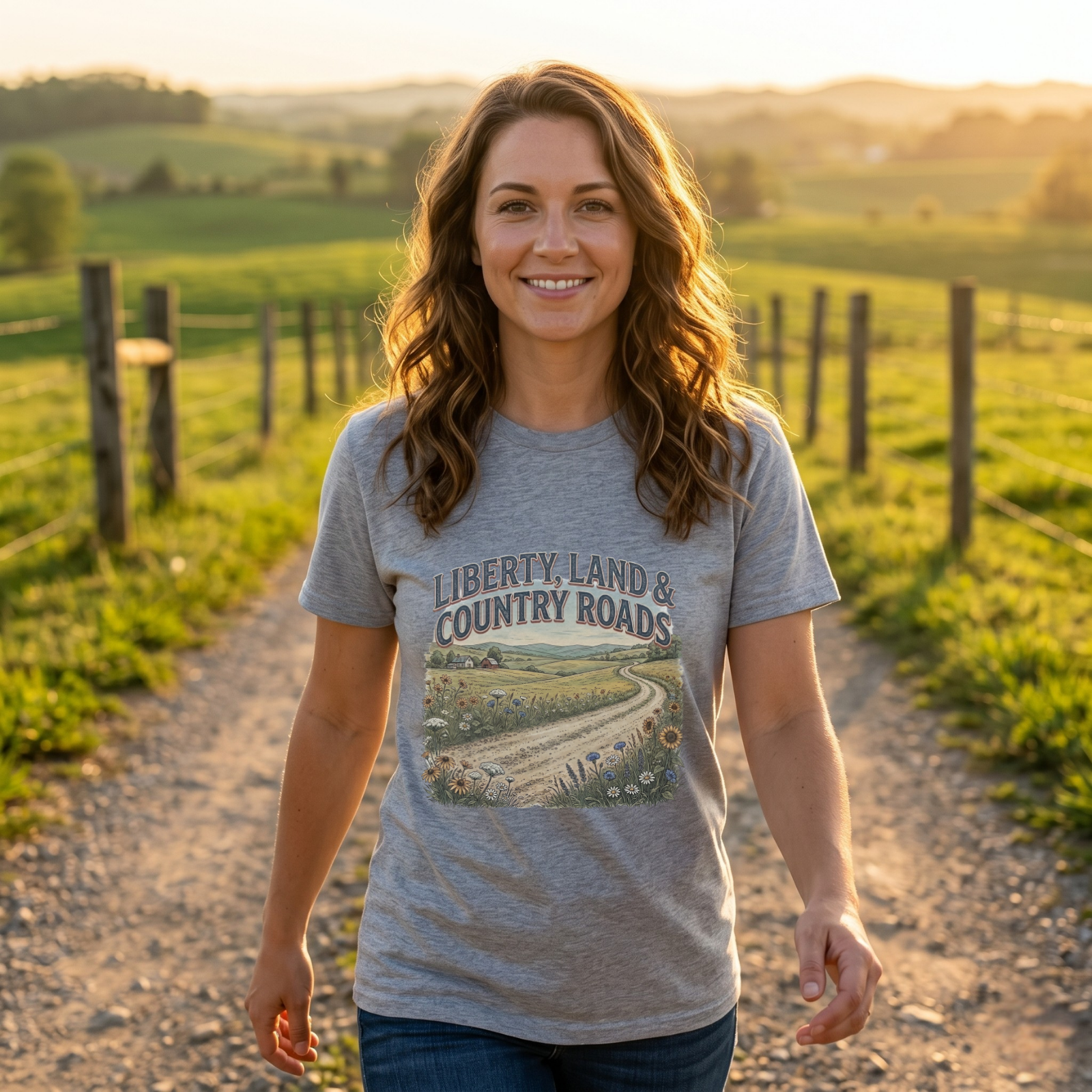 Liberty, Land & Country Roads T-Shirt